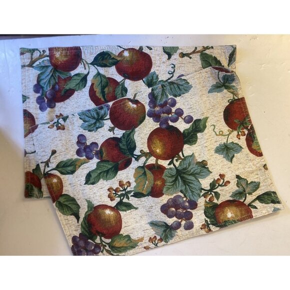 Set of 2 Apple Fabric Kitchen Placemats Orchard Design Tapestry Print Vineyard - Picture 2 of 7
